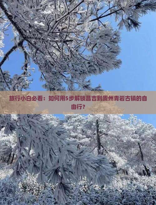 旅行小白必看：如何用5步解锁昌吉到贵州青岩古镇的自由行？