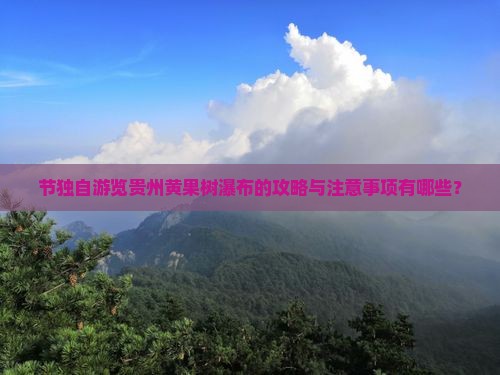 节独自游览贵州黄果树瀑布的攻略与注意事项有哪些？