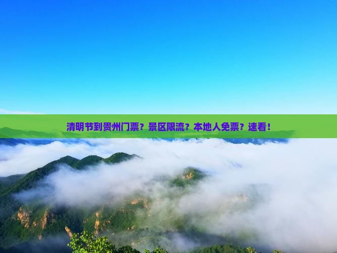 清明节到贵州门票？景区限流？本地人免票？速看！