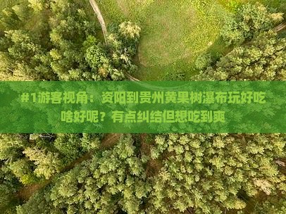 #1游客视角：资阳到贵州黄果树瀑布玩好吃啥好呢？有点纠结但想吃到爽