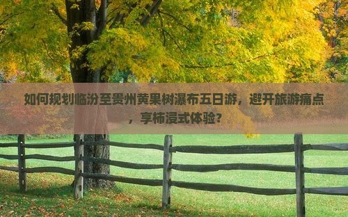 如何规划临汾至贵州黄果树瀑布五日游，避开旅游痛点，享柿浸式体验？