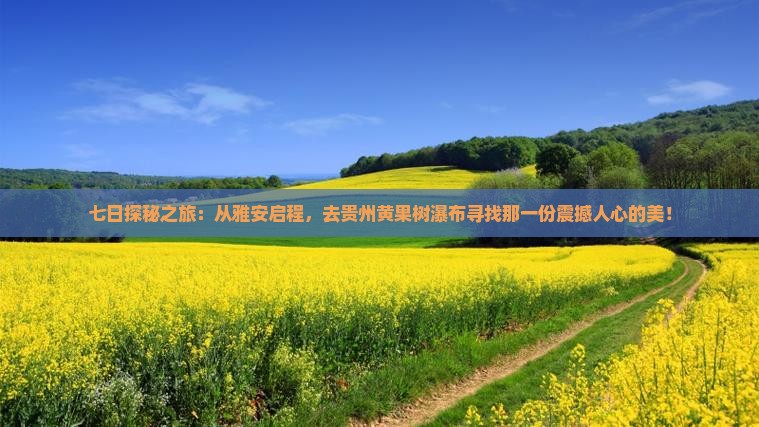 七日探秘之旅：从雅安启程，去贵州黄果树瀑布寻找那一份震撼人心的美！