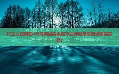 打工人如何在4天内用最实惠的方式游遍阜阳到贵阳的美景？