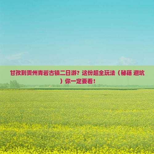 甘孜到贵州青岩古镇二日游