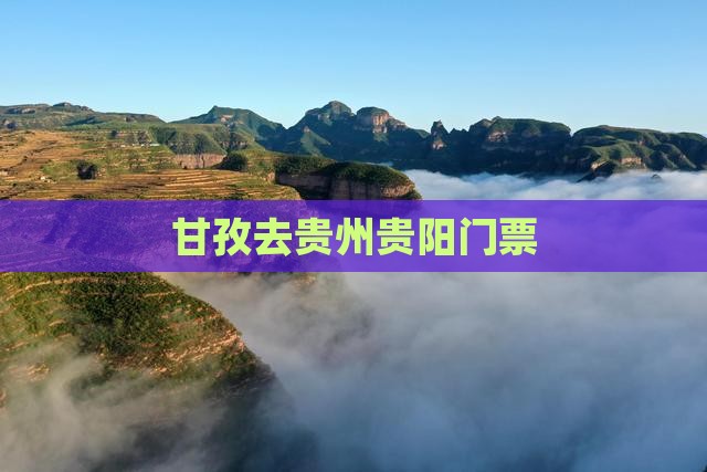 甘孜去贵州贵阳门票