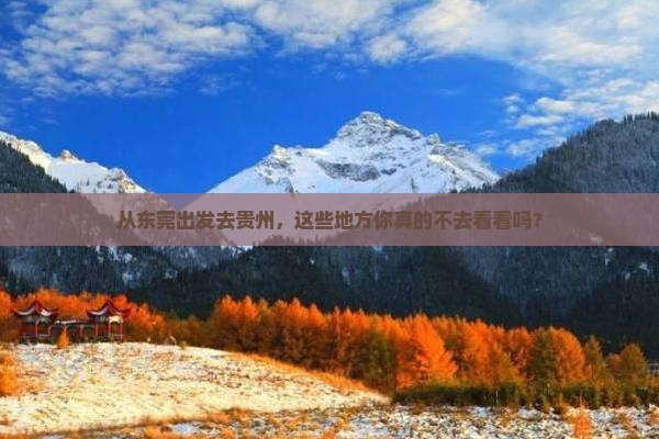 从东莞出发去贵州，这些地方你真的不去看看吗？