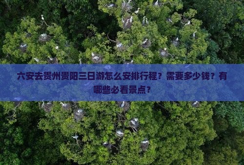 六安去贵州贵阳三日游怎么安排行程？需要多少钱？有哪些必看景点？