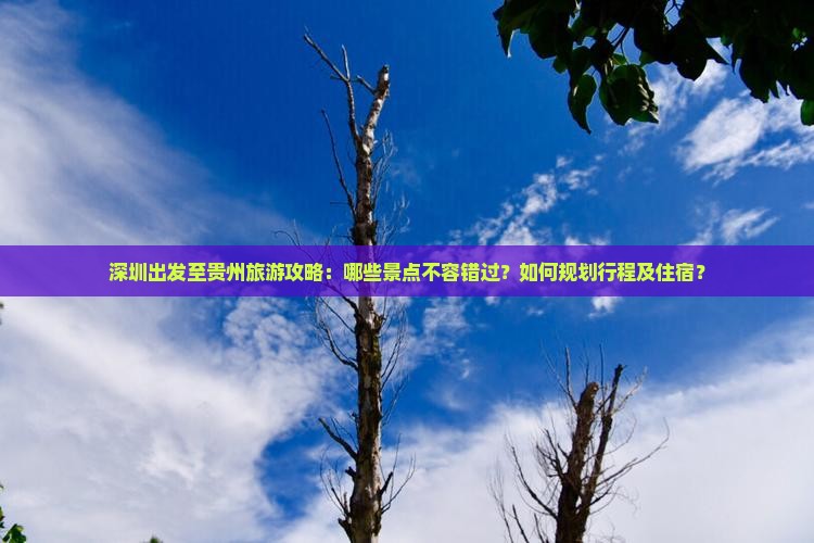 深圳出发至贵州旅游攻略：哪些景点不容错过？如何规划行程及住宿？