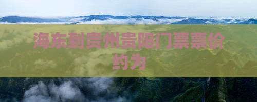 海东到贵州贵阳门票票价约为
