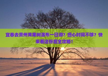 宜春去贵州黄果树瀑布一日游？担心时间不够？快来看这份超全攻略！