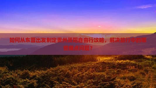 如何从东营出发制定贵州贵阳自由行攻略，解决旅行中的哪些痛点问题？