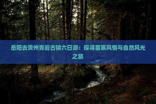 岳阳去贵州青岩古镇六日游：探寻苗寨风情与自然风光之旅