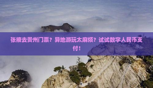 张掖去贵州门票？异地游玩太麻烦？试试数字人民币支付！