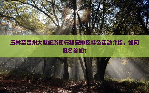 玉林至贵州大型旅游团行程安排及特色活动介绍，如何报名参加？