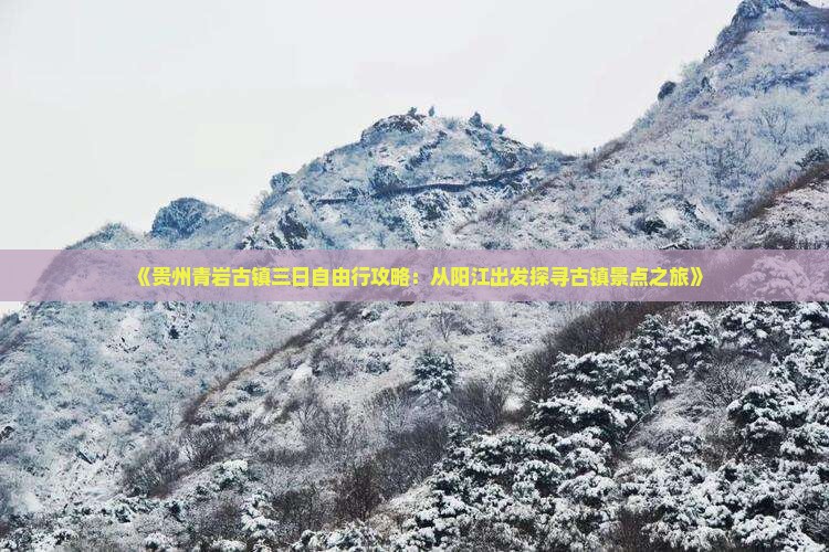 《贵州青岩古镇三日自由行攻略：从阳江出发探寻古镇景点之旅》