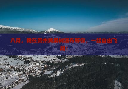 八月，我在贵州黄果树瀑布等你，一起自由飞翔！