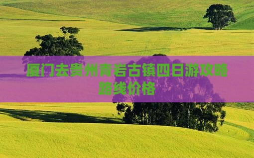 厦门去贵州青岩古镇四日游