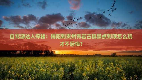 揭阳到贵州青岩古镇景点