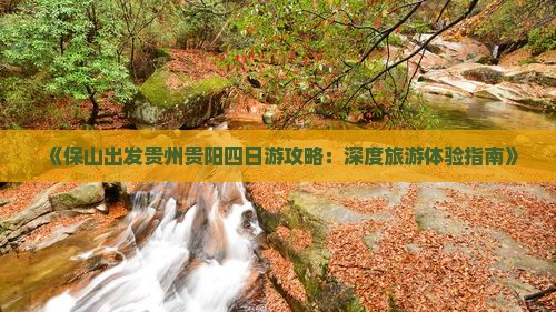 保山去贵州贵阳四日游