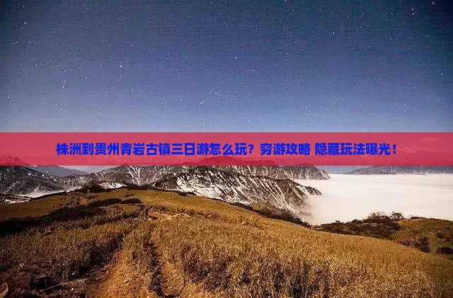 株洲到贵州青岩古镇三日游