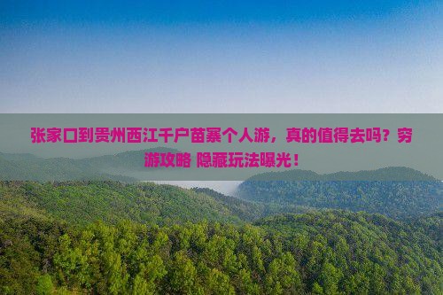 张家口到贵州西江千户苗寨个人游