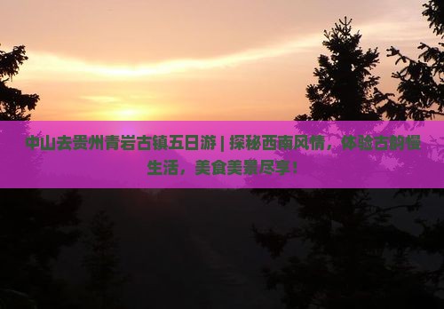 中山去贵州青岩古镇五日游 中山去贵州青岩古镇五日游
