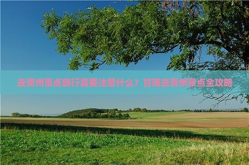 甘南去贵州景点
