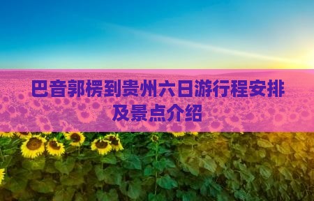巴音郭楞到贵州六日游