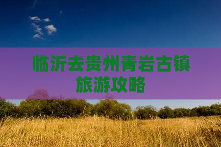 临沂去贵州青岩古镇哪里玩