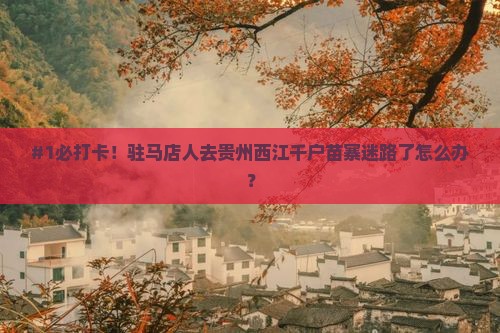 驻马店去贵州西江千户苗寨必去地