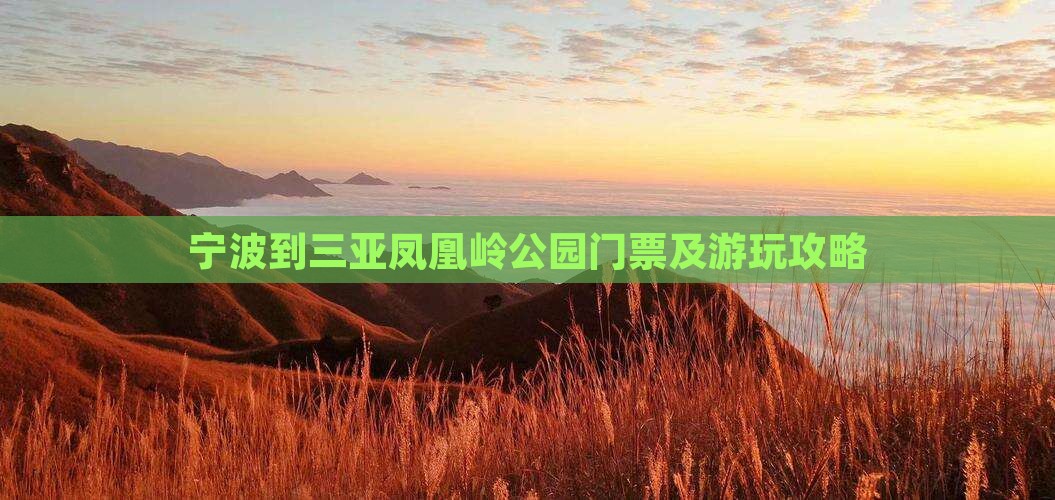 宁波到三亚凤凰岭公园门票及游玩攻略