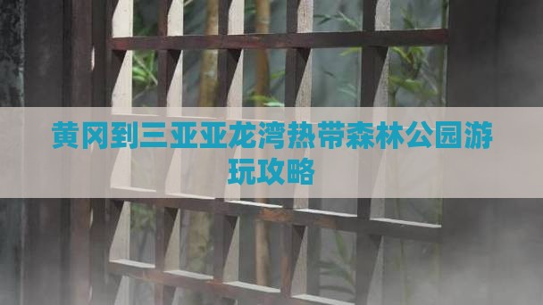 黄冈到三亚亚龙湾热带森林公园游玩攻略
