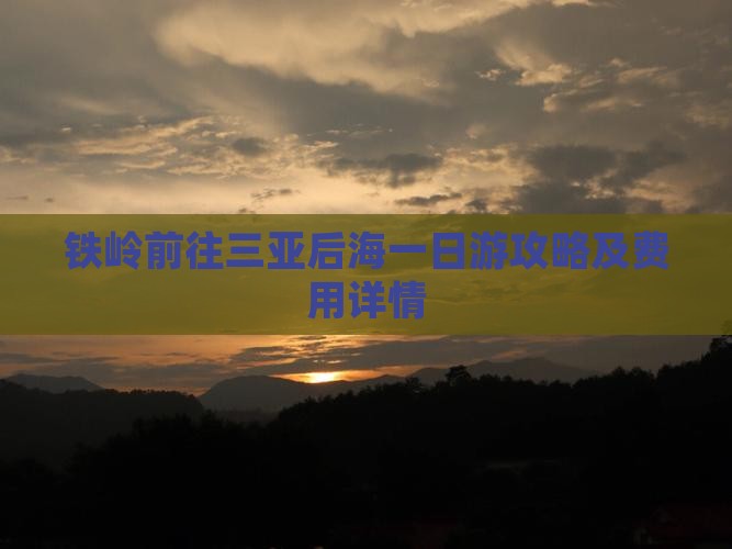 铁岭前往三亚后海一日游攻略及费用详情