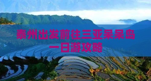 泰州出发前往三亚呆呆岛一日游攻略