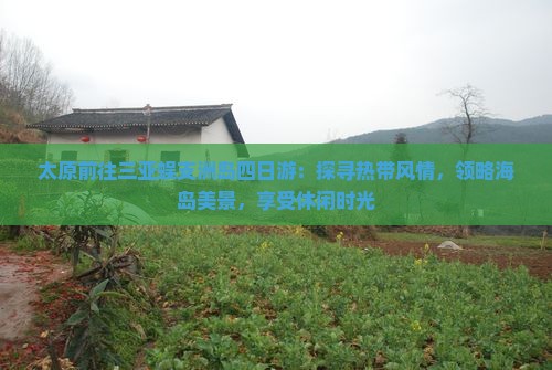 太原前往三亚蜈支洲岛四日游：探寻热带风情，领略海岛美景，享受休闲时光