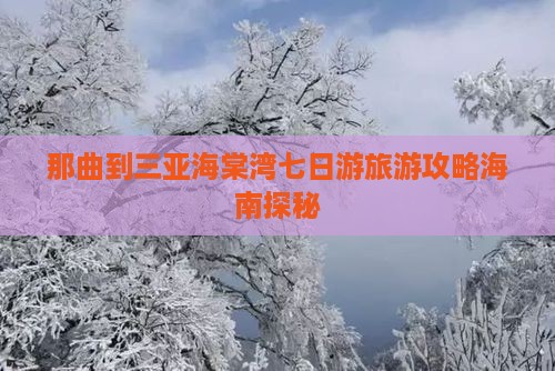 那曲到三亚海棠湾七日游旅游攻略海南探秘