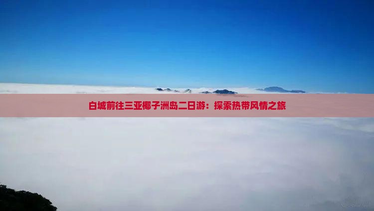 白城前往三亚椰子洲岛二日游：探索热带风情之旅