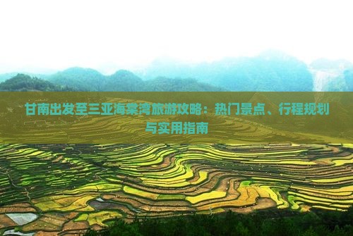 甘南出发至三亚海棠湾旅游攻略：热门景点、行程规划与实用指南