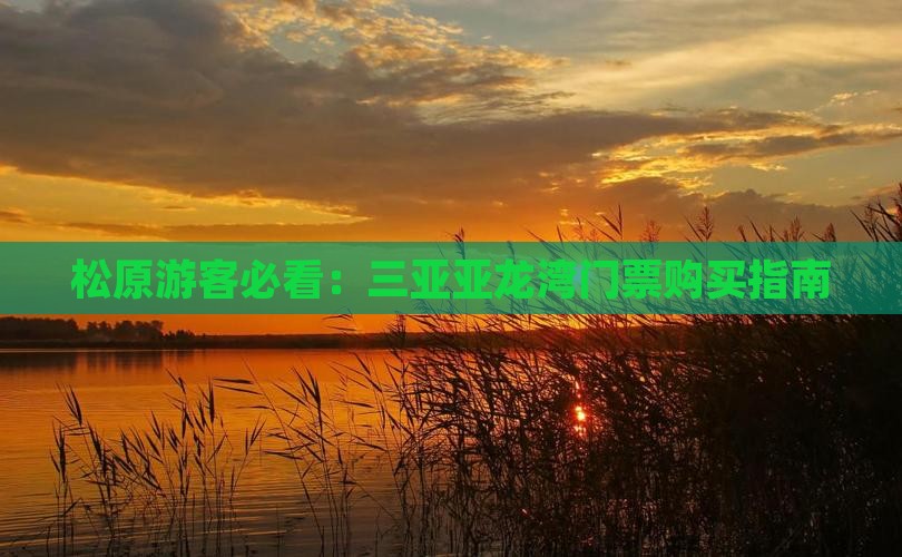 松原游客必看：三亚亚龙湾门票购买指南