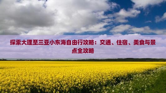 探索大理至三亚小东海自由行攻略：交通、住宿、美食与景点全攻略