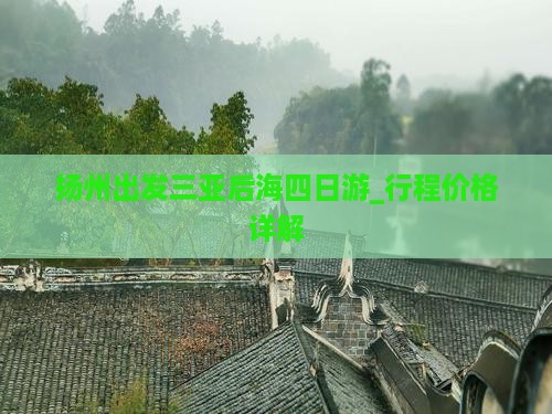 扬州出发三亚后海四日游_行程价格详解