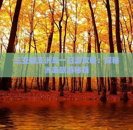 三亚蜈支洲岛一日游攻略：探秘洲岛旅游秘籍