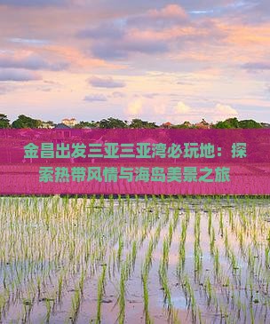 金昌出发三亚三亚湾必玩地：探索热带风情与海岛美景之旅