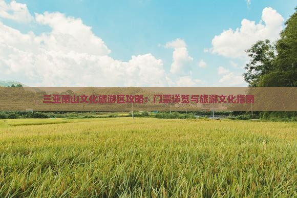 三亚南山文化旅游区攻略：门票详览与旅游文化指南