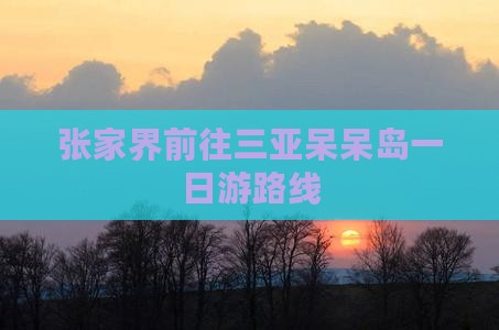 张家界前往三亚呆呆岛一日游路线
