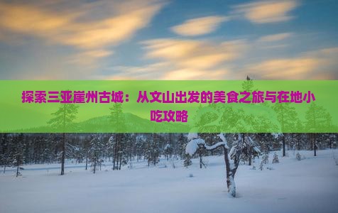 探索三亚崖州古城：从文山出发的美食之旅与在地小吃攻略