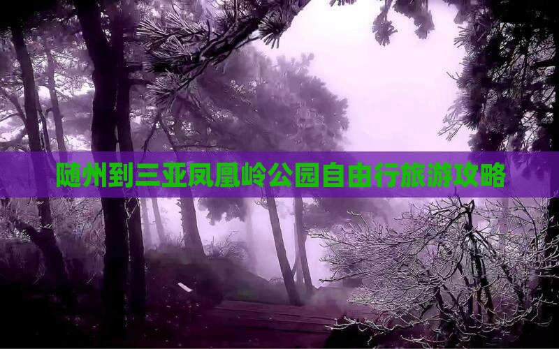 随州到三亚凤凰岭公园自由行旅游攻略