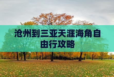 沧州到三亚天涯海角自由行攻略