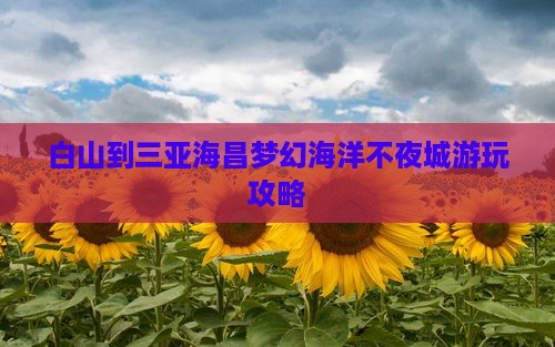 白山到三亚海昌梦幻海洋不夜城游玩攻略