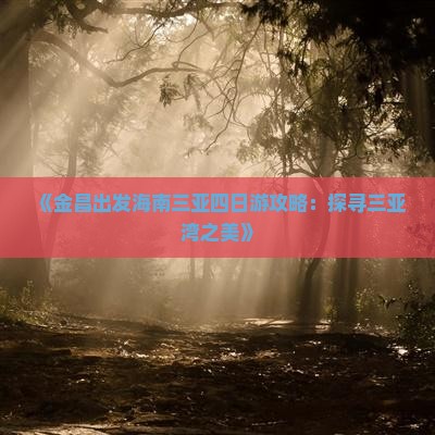 《金昌出发海南三亚四日游攻略：探寻三亚湾之美》